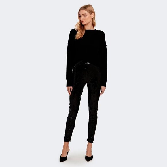 NWT WAYF black all over mini sequin high rise leggings - Picture 1 of 10